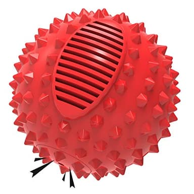 PETIZER Balle couineuse pour chien à mâcher agressifs, 10 cm, indestructible et durable, balle à picots à mâcher, jouet flottant en caoutchouc pour chiens de taille moyenne et grande (rouge)