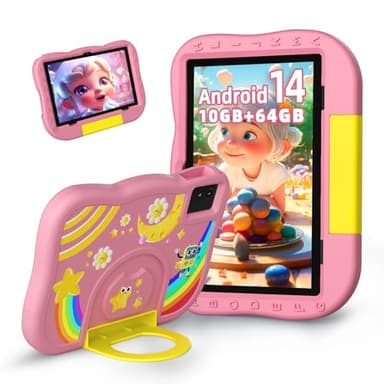 Tablette d'apprentissage améliorée 2025 pour enfants, tablette Android 14 de 25,4 cm pour enfants, tablette d'apprentissage certifiée GMS 10 + 64 Go avec WiFi 6, Bluetooth 5.2, Octa-Core, contrôle