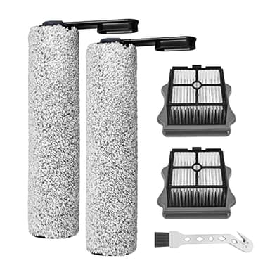 Fixbetter Rouleau brosse et filtre pour aspirateur sans fil Tineco Floor One S5 Series Wet and Dry pièces de rechange, 2 rouleaux + 2 filtres + brosse de nettoyage
