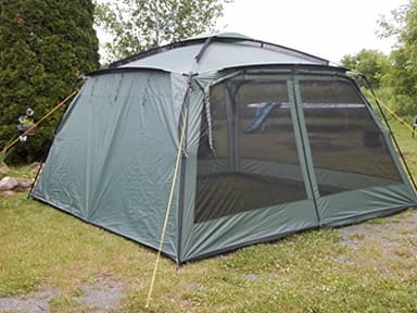 YANES KUCHE Tente de cuisine (30,5 x 3,5 x 2,3 m) avec panneaux de pluie, moustiquaire, abri de salle à manger, tente