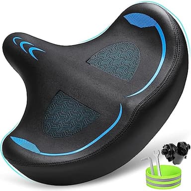 CDYWD Siège de vélo surdimensionné pour homme et femme - Coussin de siège de vélo extra large et doux avec ailes rembourrées confortables - Grande selle pour peloton, vélo d'appartement stationnaire