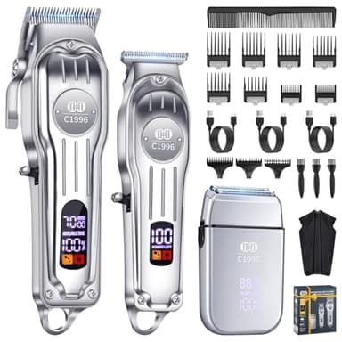 CIICII Ensemble de tondeuses à cheveux et tondeuses professionnelles sans fil pour homme, kit de coupe de cheveux (rasoirs électriques et kit de coupe de cheveux) pour homme à faire soi-même à