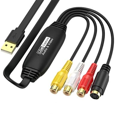 Carte de capture vidéo, convertisseur vidéo RCA vers USB, convertisseur vidéo USB 2.0 VHS DV VCR Hi8 DVD vers convertisseur numérique pour PC TV, Mac Windows Vista, convertit vidéo V de magnétoscope