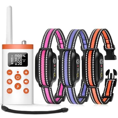 PetJoy Collier automatique anti-aboiement pour grands chiens, collier antichoc avec télécommande et modes automatique, collier de choc pour 3 chiens, collier de dressage et collier de dressage