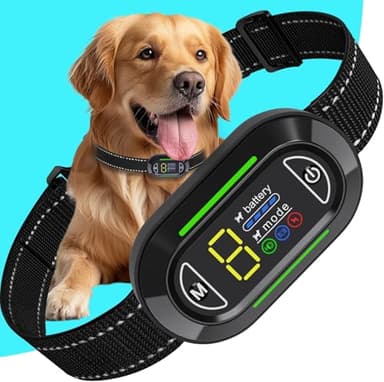 XTBCN Collier anti-aboiement pour chiens de grande et moyenne taille – Rechargeable et étanche avec 4 modes d'entraînement (bip, vibrations, choc) et 5 niveaux de sensibilité – Collier anti-aboiement