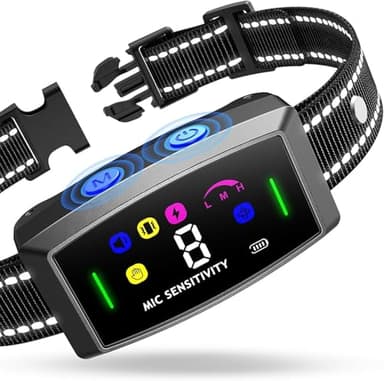Collier anti-aboiement pour chiens de petite, moyenne et grande taille, collier intelligent intelligent, anti-aboiement rechargeable, avec 8 sensibilités