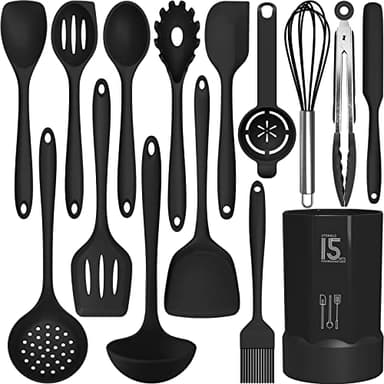 Ustensiles de cuisine en silicone résistants à la chaleur – Ustensiles de cuisine résistants à la chaleur, pinces tournantes, spatule, cuillère, brosse, fouet, ustensiles de cuisine pour ustensiles de