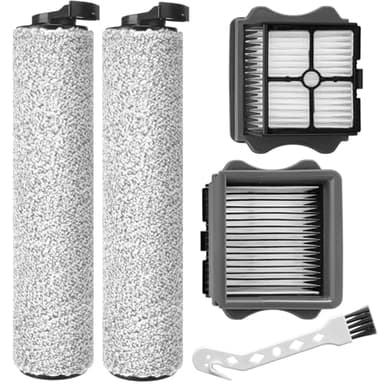 Rouleaux brosse et filtres de rechange pour aspirateur sans fil Tineco iFloor 3/Floor One S3, pièces de rechange comprenant 2 rouleaux brosse + 2 filtres HEPA + 1 brosse de nettoyage