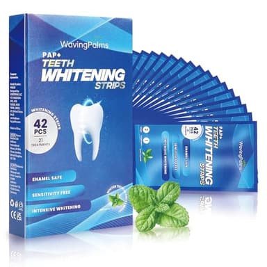 Kit de bandes de blanchiment des dents professionnelles pour dents sensibles – Traitements doux et efficaces sans peroxyde d'hydrogène – Bandes blanches menthe (42 pièces, lot de 1)