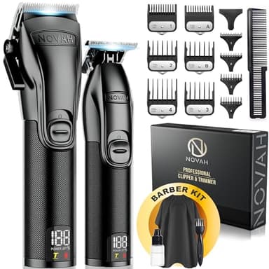 Novah® Tondeuse à cheveux professionnelle pour homme, tondeuse de barbier professionnelle et ensemble de tondeuses sans fil pour barbier, kit de décoloration