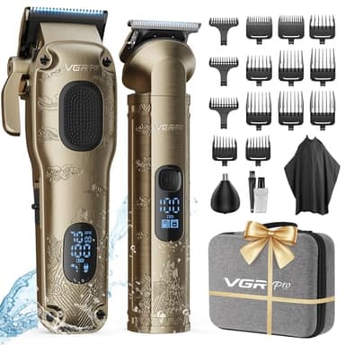 Vgrpro Tondeuse à cheveux professionnelle sans fil pour homme - Tondeuse à cheveux électrique pour homme - Avec boîte d'emballage (doré)
