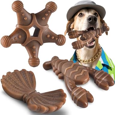 Lot de 3 jouets à mâcher agressifs pour chiens de grande taille, moyenne et petite race, super masticateur avec nylon résistant, cadeau pour chiens