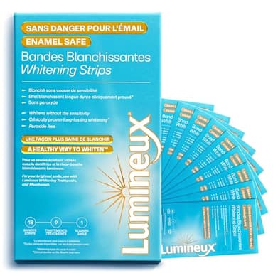 Lumineux Bandes de blanchiment des dents 9 traitements - Sans peroxyde - Émail sans danger pour les dents plus blanches - Blanchiment sans sensibilité - Formulé par les dentistes - Sans sensibilité