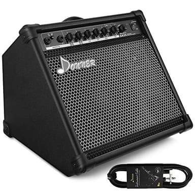 Donner Amplificateur de batterie électronique DA-35 A 35 W avec entrée auxiliaire, connexion audio en mode BT pour tambour/clavier/micro 3 en 1, égaliseur 3 bandes et sortie DI