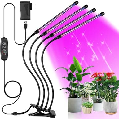 Sondiko Lampes de culture pour plantes d'intérieur à spectre complet – Minuterie marche/arrêt automatique (3/9/12 h) et variateur (9 niveaux) – Col de cygne réglable – 3 modes de commutation – Idéal