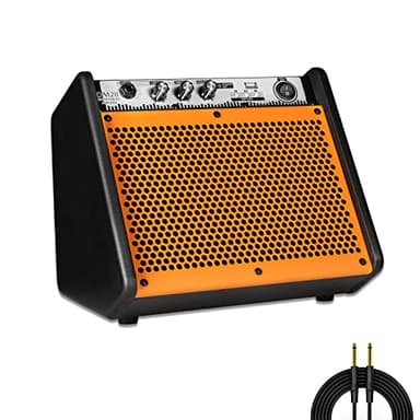 Coolmusic DM20 Amplificateur de batterie électrique Bluetooth 20 W avec interface USB et câble de réduction du bruit Orange