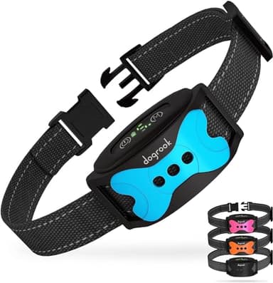DogRook Collier anti-aboiement rechargeable pour chien – Sans cruauté et sans choc – Avec 2 vibrations et bip – Tailles S, M, L – Sans télécommande – 3,6 à 50 kg
