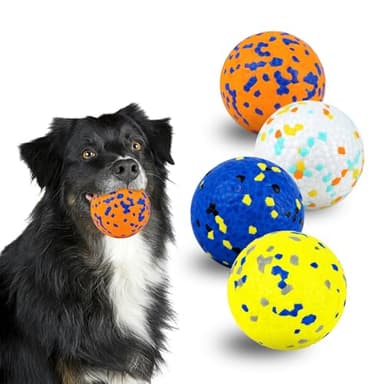 HSIGIO Lot de 4 balles de tennis indestructibles pour chiens à mâcher agressifs pour les dents - Jouets à mâcher - Balles d'eau pour chiens de petite, moyenne et grande taille