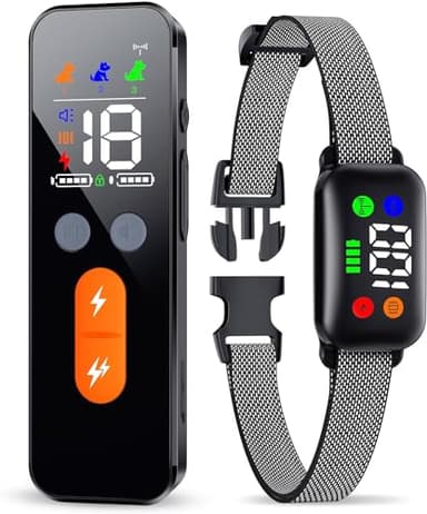 Collier de dressage pour chien avec télécommande, collier de choc pour chien avec bip, vibration, sécurité statique et verrouillage de sécurité, collier de choc étanche pour chiens de taille moyenne