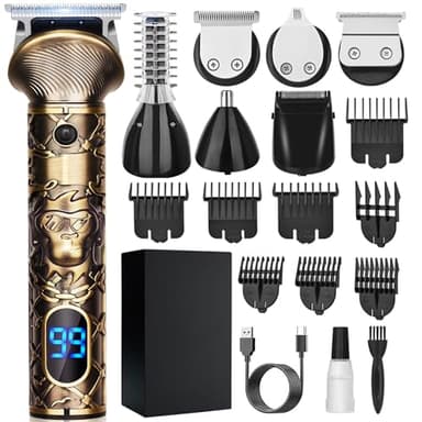 YIDON Tondeuse à cheveux professionnelle sans fil pour coupe de cheveux, tondeuse à barbe avec écran LED, tondeuse de barbier rechargeable, lame en T zéro écart, rasoirs multifonctions pour homme
