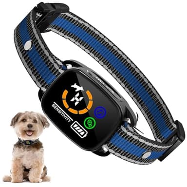 Collier anti-aboiement pour chiens de petite/moyenne taille, anti-aboiement avec 3 modes réglables, signal sonore et vibration, étanche IP67, collier de dressage avec 6 sensibilités réglables et