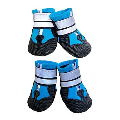 Ewolee Lot de 4 bottes de neige imperméables et antidérapantes avec deux sangles réfléchissantes pour petits chiens, taille S