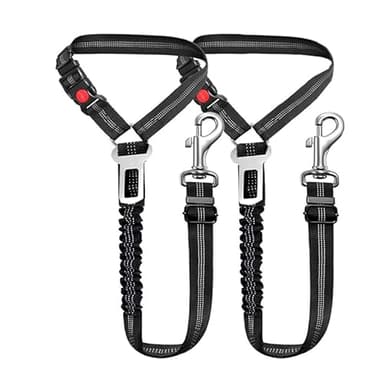 Lot de 2 ceintures de sécurité de voiture pour chien, harnais de ceinture de sécurité pour animal domestique, appuie-tête réglable, sangle élastique réfléchissante, boucle à clip robuste pour chien de