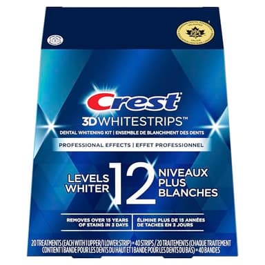 Crest 3D Whitestrips Kit de blanchiment des dents professionnel à domicile, 20 traitements, 18 niveaux plus blancs