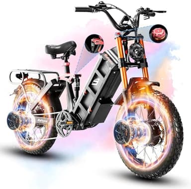 Juliet Pro 2 Vélo électrique 2025 4400 W pour adultes 70 km/h 60 V 70 Ah Double moteur Ebike 320 + KMs Vélo électrique longue portée 50,8 x 4,0 pneus gras Step Thru Full Suspension Vélo électrique