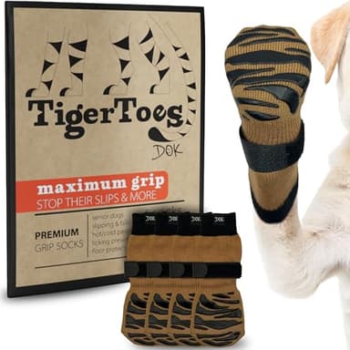 DOK TigerToes Chaussettes antidérapantes de qualité supérieure pour sols en bois dur – Adhérence extra épaisse qui fonctionne même lorsqu'elle est torsadée – Empêche le léchage et le glissement –