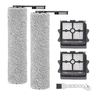 Fixbetter Rouleau brosse et filtre pour aspirateur sans fil Tineco Floor One S5 Combo Wet and Dry pièces de rechange, 2 rouleaux de brosse + 2 filtres + 1 brosse de nettoyage