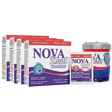 Novadent Dentures Cleaner - Pour appareils dentaires, reteneurs, plateaux, protège-dents, aligneurs de dents - 1 an (52 sachets)