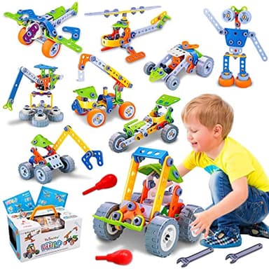 Jouets STEM 10 en 1 pour garçons de 4, 5, 6, 7, 8 ans, jouets de construction pour enfants âgés de 4-5-6-7-8 ans, ensemble de jouets éducatifs de construction de tiges pour garçons et filles, cadeau