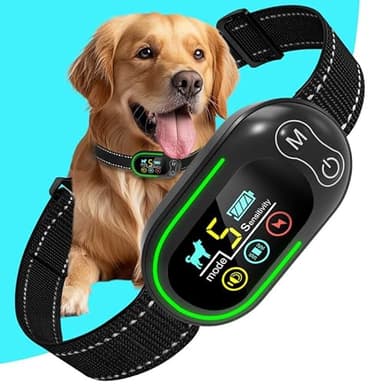 XTBCN Collier anti-aboiement pour chien rechargeable - Anti-aboiement automatique avec 4 modes (son/vibration/choc électrique), 5 niveaux de sensibilité réglables, étanchéité IP67 pour chiens de