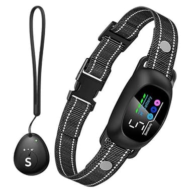 Tucnkac Collier anti-aboiement avec étiquette à distance et modes automatiques – choc, vibration, tonalité | Sensibilité réglable | Pas de faux déclencheurs | Étanche, rechargeable, collier de