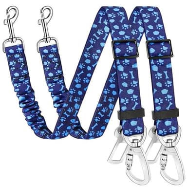 SlowTon Lot de 2 ceintures de sécurité pour chien – Ceinture de sécurité réglable avec tampon élastique élastique, sangle de ceinture de sécurité pour chien et attache de barre de verrouillage,