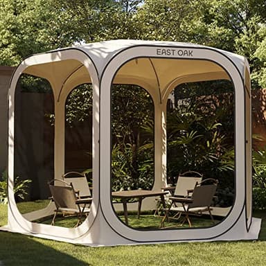 EAST OAK Tente pop-up portable de 3 x 3 m avec sac de transport pour patio, jardin, terrasse et activités de plein air, beige