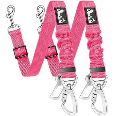 SlowTon Lot de 2 ceintures de sécurité pour chien – Ceinture de sécurité réglable avec tampon élastique élastique, attache de ceinture de sécurité pour chien et barre de verrouillage, harnais de