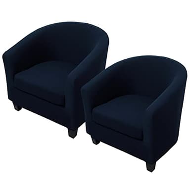 WOMACO Lot de 2 housses de chaise club imprimées extensibles pour fauteuil, baignoire, chaise pivotante, avec housse de coussin élastique en bas, protection de meubles pour Tullsta (2, bleu marine)