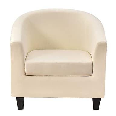 Lot de 2 housses de fauteuil tonneau Chesterfield extensibles pour bar, comptoir, salon, chaise Tullsta, 1 place, beige