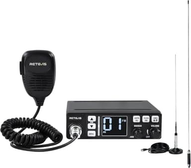 Retevis MB3 Kit radio CB portable avec antenne, AM/FM, fonction PA, limiteur de bruit automatique, longue portée, canal d'urgence 9/19, VOX, 40 canaux à montage fixe pour camionneurs