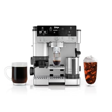 Machine à espresso Ninja, série Luxe Café Premier, cafetière goutte à goutte et infusion froide rapide, broyeur intégré, presse-poussoir assistée, mousseur sans mains, ES601C (version canadienne