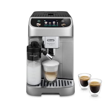 De'Longhi Magnifica Plus Machine à expresso entièrement automatique avec plus de 18 recettes One Touch, baguette à vapeur de lait automatique et broyeur intégré – Préparez des recettes de café