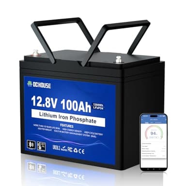 DC HOUSE Batterie au lithium LiFePO4 12 V 100 Ah, Bluetooth et protection basse température, groupe 24, jusqu'à 15 000 cycles, BMS 100 A, parfait pour camping, camping-car, système solaire, hors