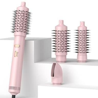Brosse rotative pour sèche-cheveux, brosse rotative à air chaud 3 en 1, 3 chaleurs et 2 vitesses, sèche-cheveux rotatif pour boucles, droites, brosse rotative avec brosse amovible (5,1 cm et 3,8 cm)