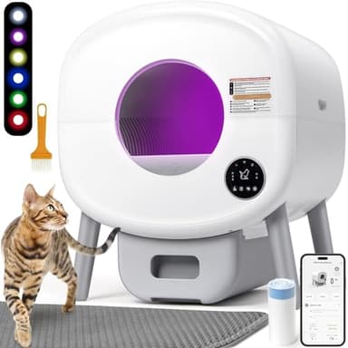 Litière automatique pour chat autonettoyante pour plusieurs chats – Litière intelligente XL avec contrôle par application, élimination des déchets sans odeur, fonctionnement silencieux, capteurs de