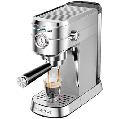 CASABREWS Machine à expresso professionnelle de 20 bars avec mousseur à lait et baguette à vapeur, machine à café expresso compacte avec réservoir d'eau amovible de 963,9 g pour cappuccino, latte,