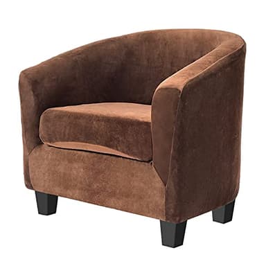 Only Covers - Lot de 2 housses de chaise tonneau en velours avec housse de coussin, housse extensible amovible pour fauteuil IKEA Tullsta, protection de meubles pour salon (marron)