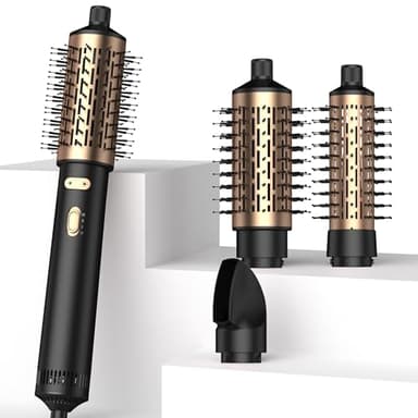 Sèche-cheveux rotatif tournant pour boucler, brosse à air chaud rotative 3 en 1, brosse à cheveux sèche-cheveux rotative 3 chaleurs et 2 vitesses, droite, brosse à boucler rotative avec brosse