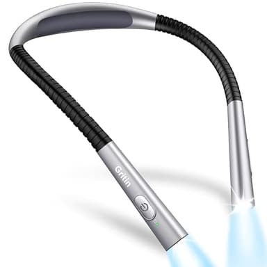 Gritin Lampe de lecture rechargeable, soin des yeux, 4 températures de couleur, lampe de lecture avec minuterie de 30 minutes, intensité variable en continu, bras flexibles, 80 heures d'autonomie